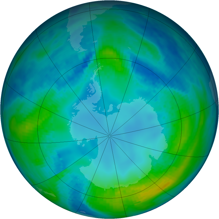 Antarctic ozone map for 05 May 1991